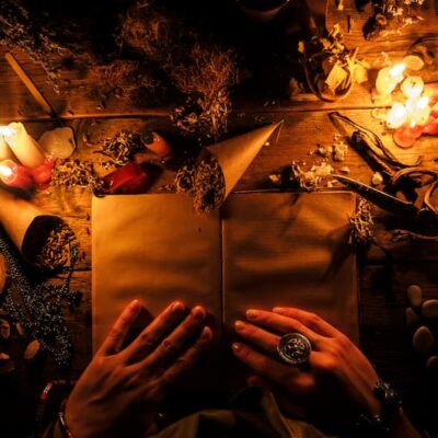journaling with candlelight